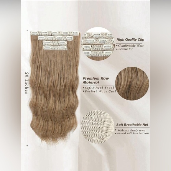Human hair blend Medium Blonde Hair Extensions - CLip in - Picture 4 of 11